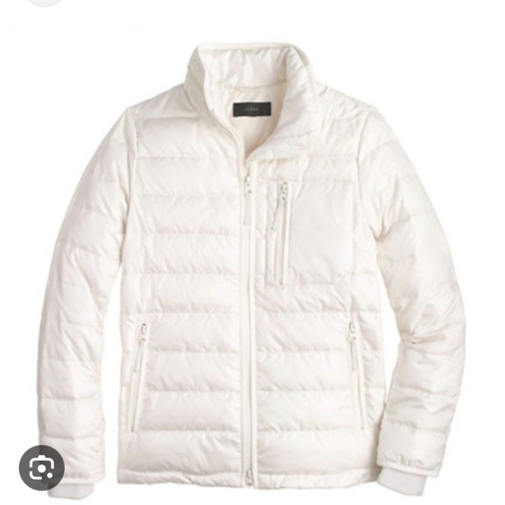 J Crew Puffer Down Quilted Lightweight Coat Jacket Neutral Minimalist S